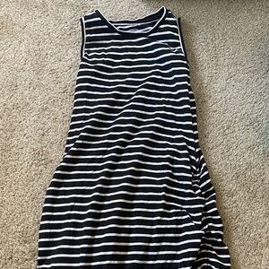 Old Navy Black and White Maternity Striped Midi Dress